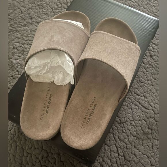 The Men's Store at Bloomingdale's Slip On Slide Sandals Men's 8 Stone Suede - Picture 5 of 8